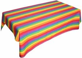 58&quot;x96&quot; Inch - Tablecloth Rainbow Stripes Cotton Party &amp; Special Events - £51.15 GBP