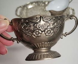 ER Zinc Creamer & Sugar Bowl on Matching Tray Made in Japan image 3