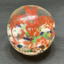 VINTAGE Handmade Paperweight Orange Flower Floral Hand Blown Glass Gift KG JD - £19.78 GBP