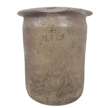 Antique Mid 1800s Himer H. Fox Salt Glaze #2 NC Pottery Crock Jar 7&quot; Tal... - £302.57 GBP