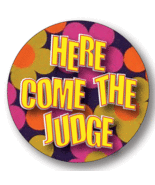 1 HERE COME THE JUDGE FROM LAUGH IN 3" Pin Buttons  HALLLOWEEN COSTUME PROP - $8.24