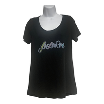 LuLaRoe Women&#39;s Short Sleeved Swoop Neck Black Graphic T-Shirt Size  XS - £14.77 GBP