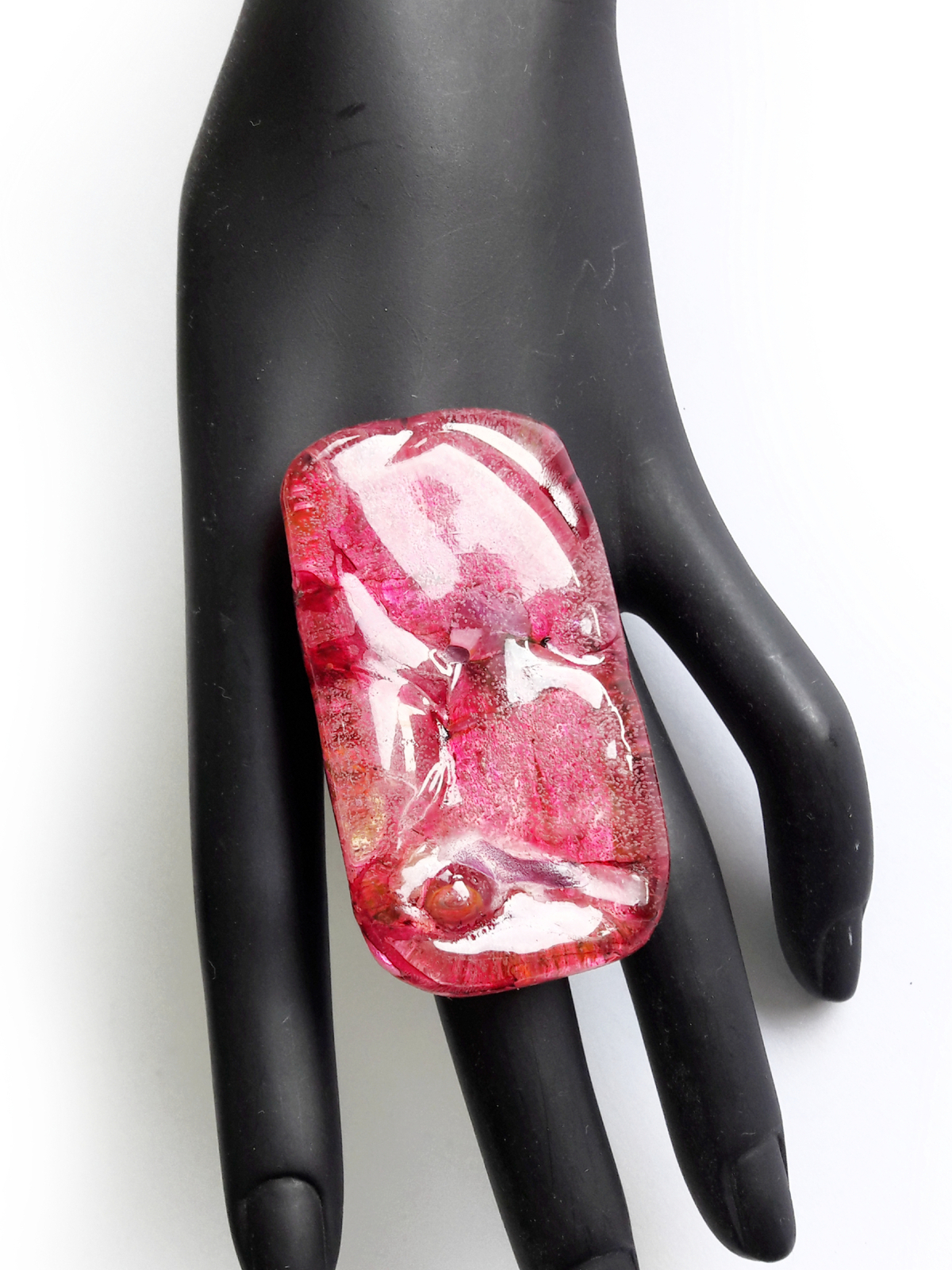 Big Statement Ring, Pink Ring Rectangle, Smooth Ring, Oversized, Huge Large Ring - $36.00