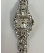 Guaranteed Designer Hamilton vtg 2.5ct Diamond Platinum watch bracelet 6... - £4,510.75 GBP