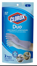 Clorox Duo High Quality Latex Gloves, Size Large, 2 Pairs - £6.20 GBP