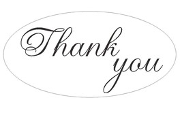 Black Thank You Oval Sticker Decal Wedding Bridal Made In Usa Seal #D158 B - £0.77 GBP+