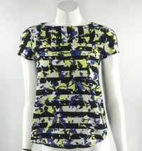 Peter Pilotto for Target Top Sz XS Black Blue Neon Yellow Printed Blouse Womens - £19.78 GBP