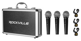 Rockville RMC-3PK 3 Pack Metal Wired Vocal/Instrument/DJ Microphones+Met... - £65.28 GBP