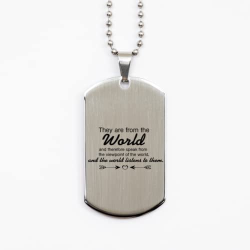 Motivational Christian Silver Dog Tag, They are from The World and There... - $19.55