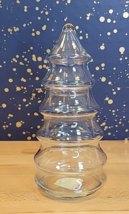Vintage Libbey Glass Christmas Tree Candy Apothecary Jar 10.5&quot;  Hollow Holiday - £15.67 GBP