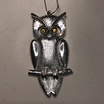 Vintage Articulated Owl Necklace Large Amber Colored Eyes Signed - £18.67 GBP