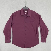 Van Heusen Men&#39;s Button Up Shirt Long Sleeve Fitted Stretch Wrinkle Free 17 - $10.46