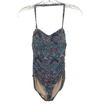 NWOT Womens Size 4 Garnet Hill Mosaic Ruched Bandeau One-Piece Swimsuit - £40.09 GBP