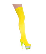 Size 10 - 7&quot; Karo&#39;s Neon Yellow Stretch Velvet Thigh High Platform Boots... - £75.65 GBP