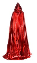 Hooded Cloak Role Cape Play flared Costumes Metal Red 170cm - £20.56 GBP