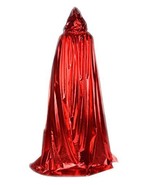Hooded Cloak Role Cape Play flared Costumes Metal Red 170cm - £20.49 GBP