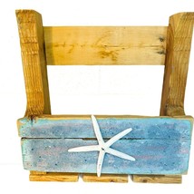 STARFISH Hand Painted Rustic BEACH Planter Box Reclaimed Wood Stand Shelf Bin - £43.40 GBP