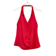 Land&#39;s End Ruffle Trim V-Neck Halter Tankini Top Size 12 Dark Coral Red ... - €8,63 EUR