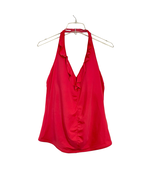 Land&#39;s End Ruffle Trim V-Neck Halter Tankini Top Size 12 Dark Coral Red ... - €8,63 EUR