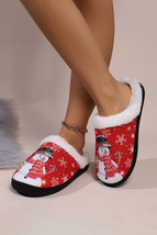 Fiery Red Christmas Snowman Print Plush Home Slippers - $169.09 MXN