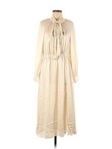 NWT J.Crew Featherweight Satin Tie-Neck Midi in Antique White Side Slit Dress M - £65.54 GBP