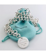 18&quot; Return To Tiffany &amp; Co Circle Round Tag Necklace in Sterling Silver - £440.70 GBP