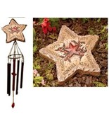 Star Stepping Stone &amp; Windchime Set Yard Decor Inscribed Faith Family Fr... - $24.88