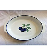 OVAL 10&quot;X7&quot; CERAMIC BAKING DISH w BLUE BERRIES  PATTERN  - $14.80