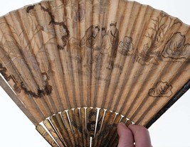 Qing Chinese Watercolor mother of pearl inlaid enamel fan - £885.62 GBP