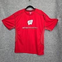 Pro Edge Wisconsin Badgers Men&#39;s Short Sleeve T-Shirt Extra Large Red - £6.90 GBP