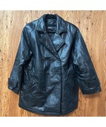 Wilsons Leather Jacket Women&#39;s M Black Buttons Pockets Collar Motorcycle - $40.60 CAD