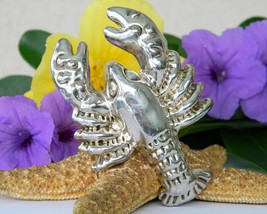 Vintage Lobster Brooch Pin Pendant Bat Ami Israel Electroform Silver - $69.95