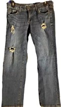 Refuge Blue Distressed Mid Rise Capris Cropped Stretch Jeans Juniors Size 7 - £6.23 GBP