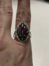 Sterling Silver Ruby Emerald Sapphire Ring with Marcasite Size 10 NWOT - £33.62 GBP