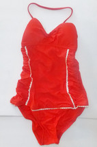 VM Womens One Piece Swimsuit Red with White Trim Size Small NIP - £10.63 GBP