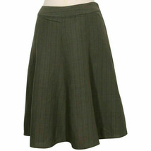 EILEEN FISHER Oregano Green Linen Basket Crepe Gored Skirt PS - £80.12 GBP