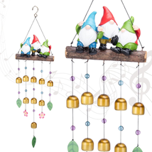 Wind Chime for outside - Garden Gnomes Resin Windchime for Outdoor Decorative Me - £32.87 GBP