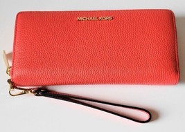 Michael Kors Continental Wallet Wristlet Coral Orange Leather 35T7GTVE7L NWT - £69.61 GBP