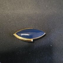 Monet Brooch Navy Blue Enamel Gold Tone Pin Modern Lines Geometric 2" Si... - $15.32