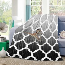 Moroccan Lattice Black Gradient Comfort Fuzzy Bedspread For Bedroom/Living Room - £57.35 GBP