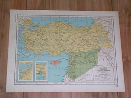 1943 Vintage Wwii Map Turkey Armenia Cyprus Syria Verso Saudi Arabia Palestine - £16.82 GBP