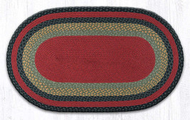 Earth Rugs C-238 Burgundy Olive Charcoal Oval Braided Rug 27&quot; x 45&quot; - £54.30 GBP
