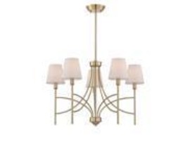 World Imports Millau Collection 5-Light Satin Gold Chandelier with Fabric Shade - £143.43 GBP