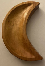 Wood Carved Moon Shaped Tray For Crystal Stones  #2 6”H x 2.5” W x 1” deep - £9.00 GBP