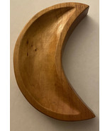 Wood Carved Moon Shaped Tray For Crystal Stones  #2 6”H x 2.5” W x 1” deep - £8.96 GBP