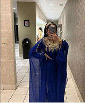 Kaftan Blue Fance Wedding Georgette Farasha Ramzan Moroccan Dress Abaya ... - $62.00