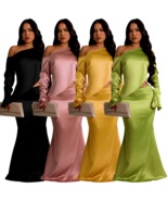 2024 Streetwear Skew Collar Full Sleeve Top + Long Skirts Set - $51.95