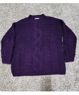 Express tricot vintage 90s hand knitted Cie Internationale Purple Cablek... - $40.47 CAD