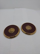 Lot of 2 Vintage Playboy Brass and Leather Beverage Coasters - £58.69 GBP