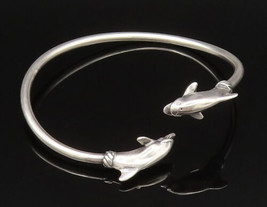 KABANA 925 Sterling Silver - Vintage Dolphin Head Bypass Cuff Bracelet - BT9529 - £53.81 GBP